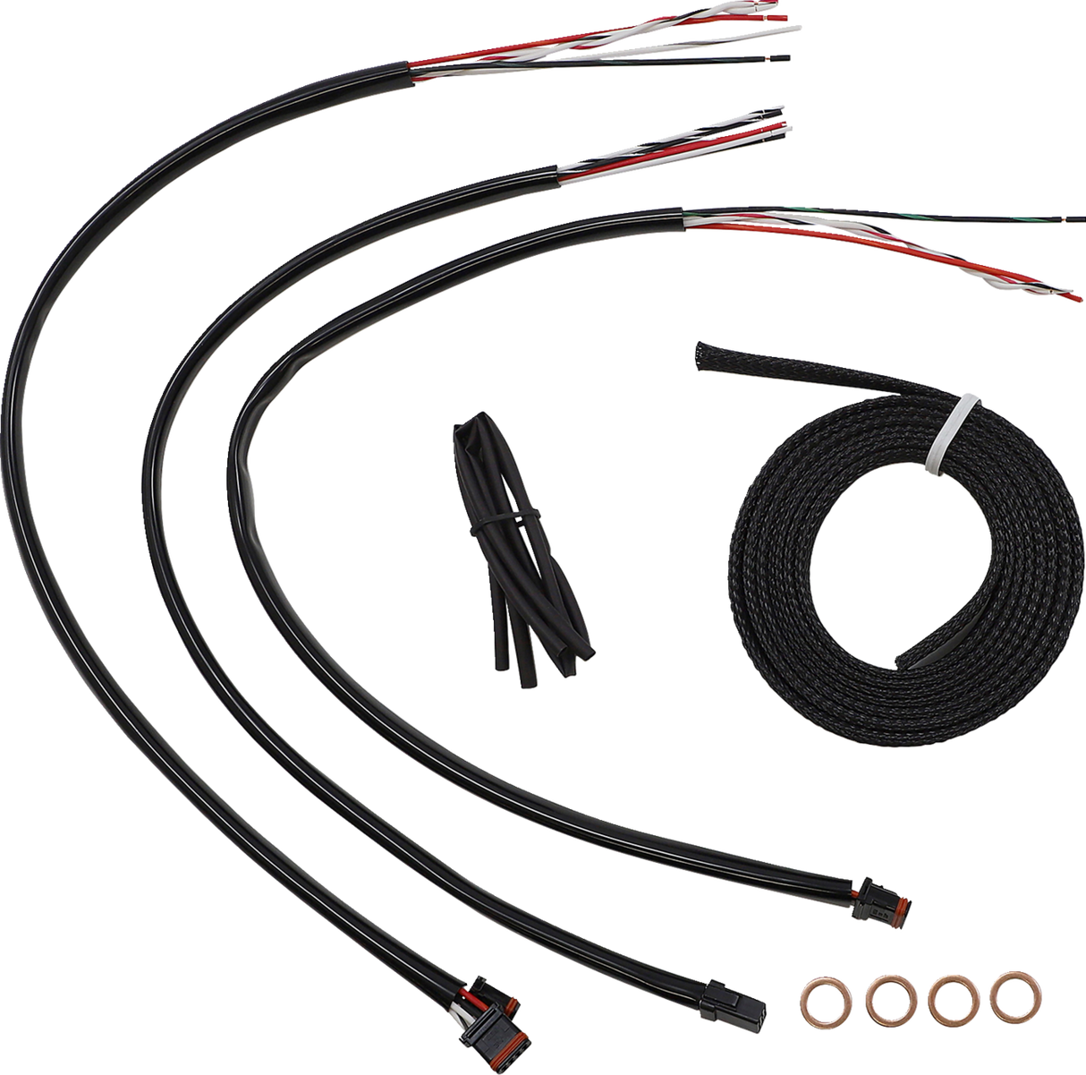 Kit de cable de manillar/línea de freno LA CHOPPERS - Conexión rápida - Completo - Manillar Ape Hanger de 15" a 17" - Negro LA-8156KT2-16B
