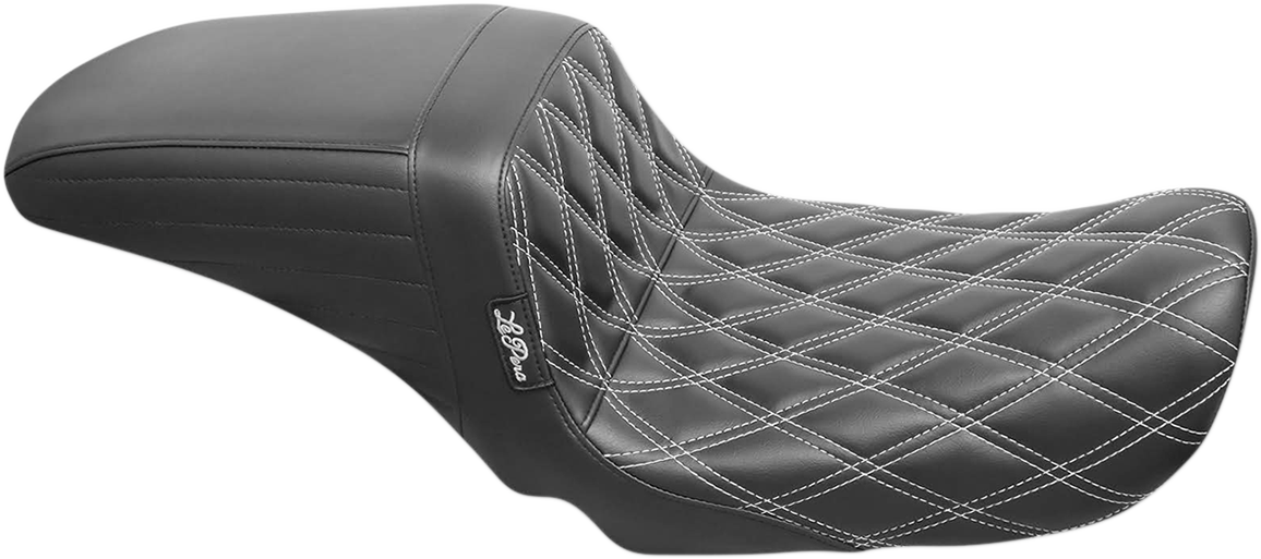 Asiento LE PERA Kickflip - Doble diamante con costuras blancas - Negro - FXD '06-'17 LK-591DDW 