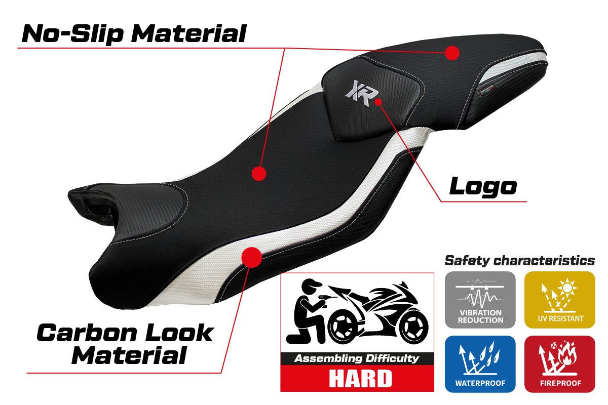 BMW S1000XR 2015-2019 Seat Cover Tappezzeria Italia TPZ in White and Black