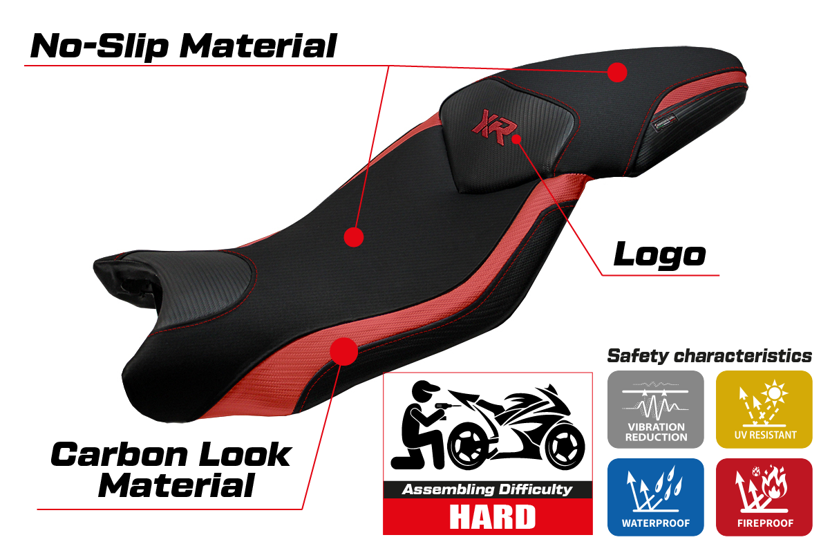 BMW S1000XR 2015-2019 Seat Cover Tappezzeria Italia TPZ in Red and Black
