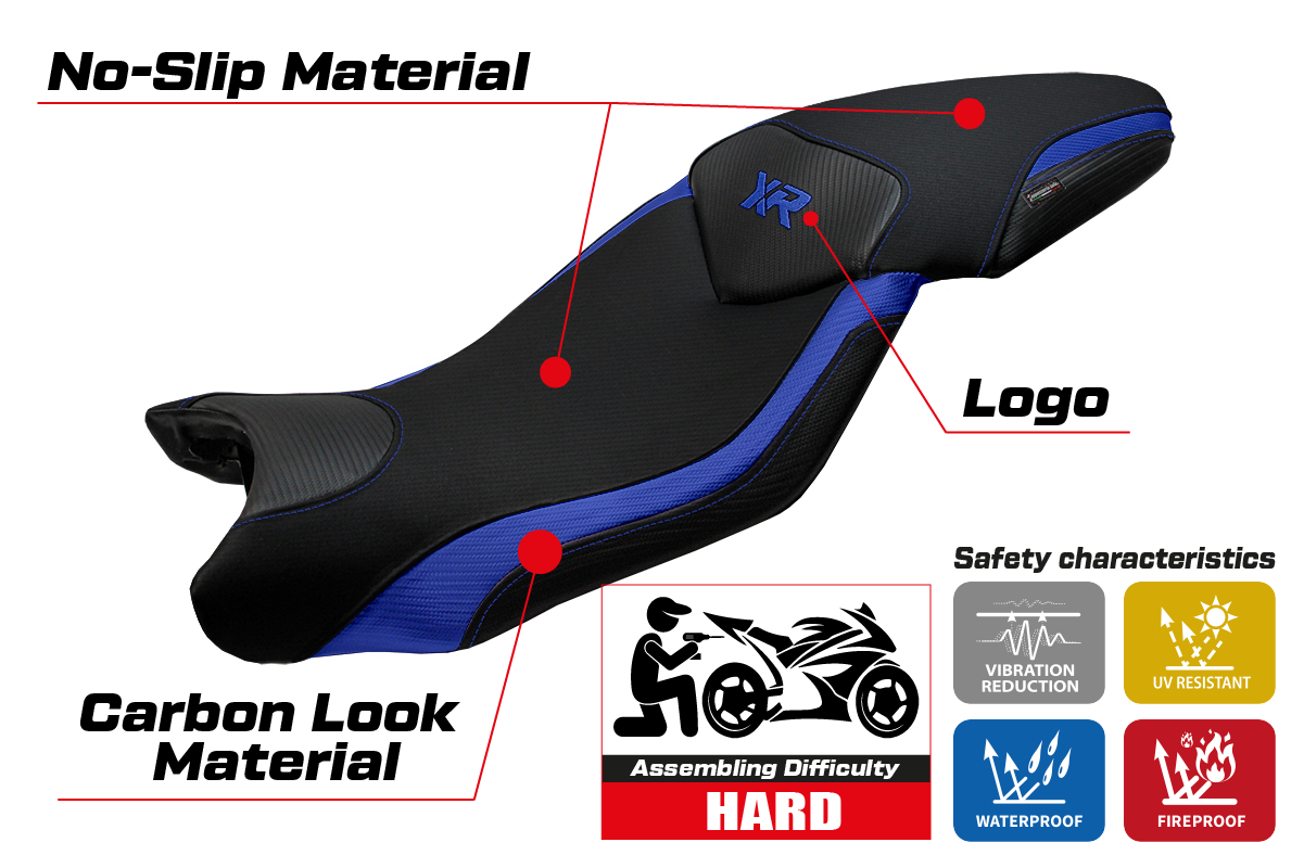 BMW S1000XR 2015-2019 Seat Cover Tappezzeria Italia TPZ in Blue and Black