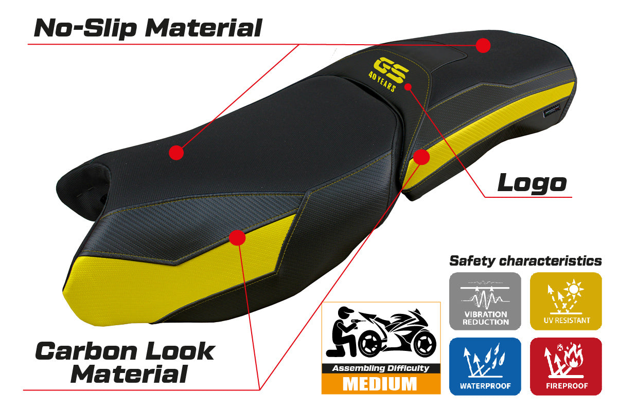 Funda de asiento para BMW R1250GS Adventure 2019-2024 Tappezzeria Italia TPZ en amarillo y negro