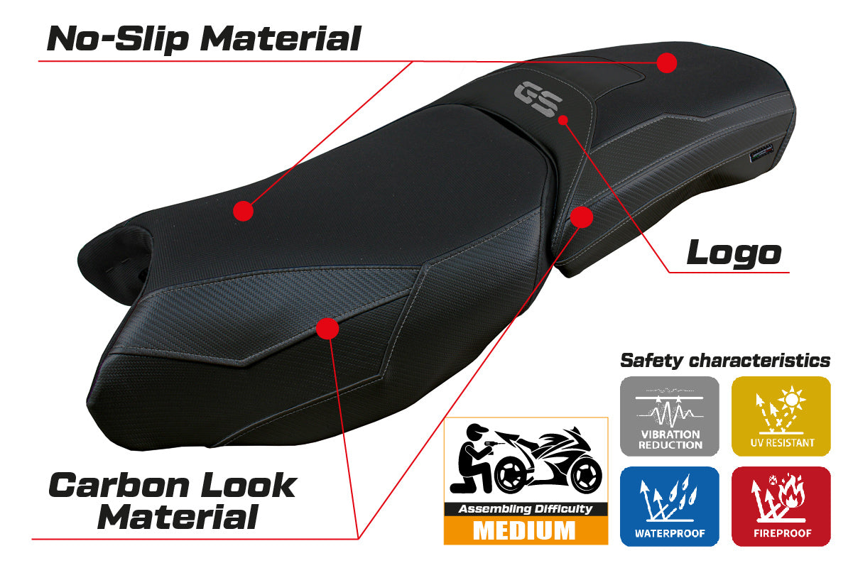 Funda de asiento para BMW R1250GS Adventure 2019-2024 Tappezzeria Italia TPZ en carbono negro