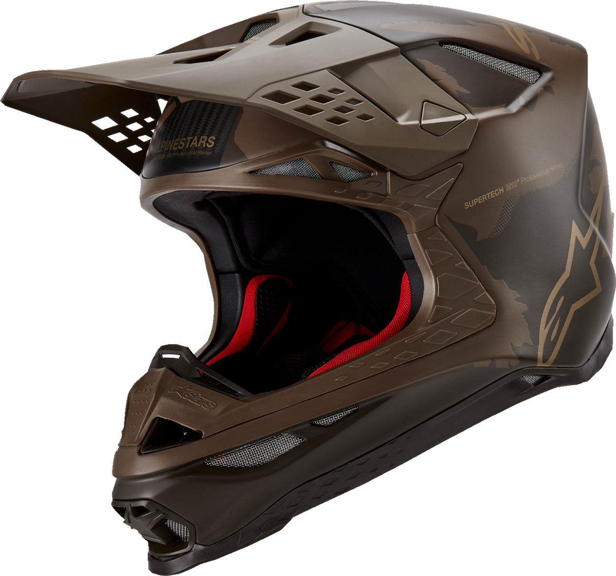 Casco de motocicleta ALPINESTARS Supertech M10 - Squad - MIPS® - Marrón oscuro/Dorado - Pequeño 8302823-839-SM