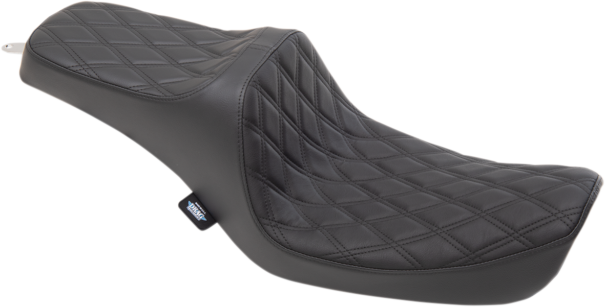 Asiento Predator III de DRAG SPECIALTIES - Doble diamante - Costuras negras 0803-0652