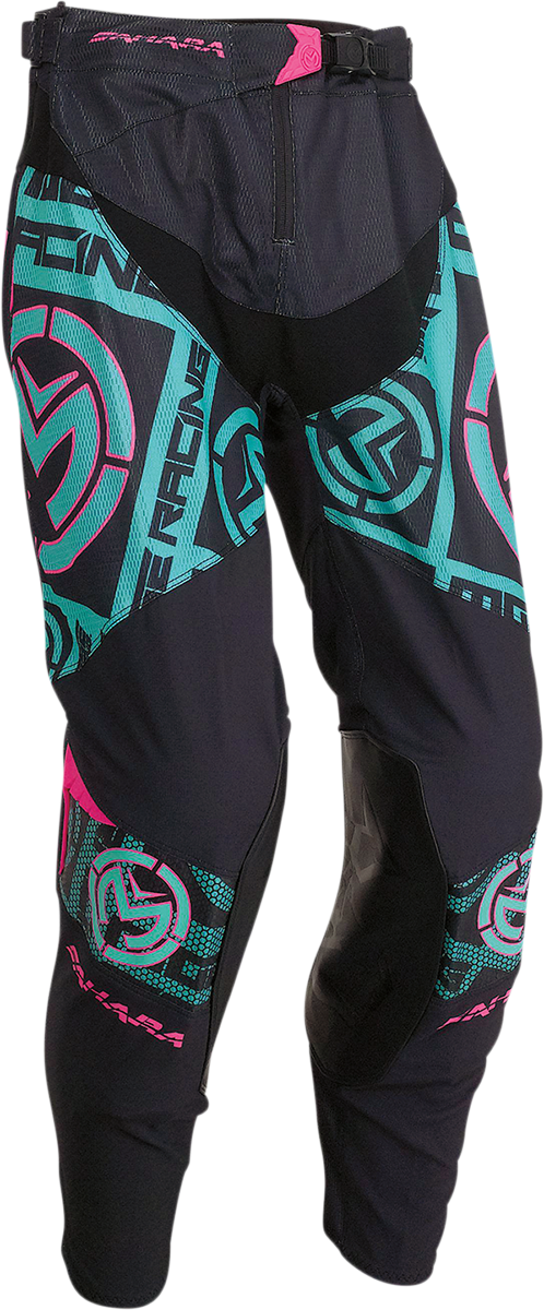 Pantalones Sahara de MOOSE RACING - Negro/Verde azulado/Rosa - 32 2901-9921