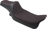 Asiento Predator III de DRAG SPECIALTIES - Extendido - Doble diamante - Costuras rojas - FL '08-'22 0801-1262