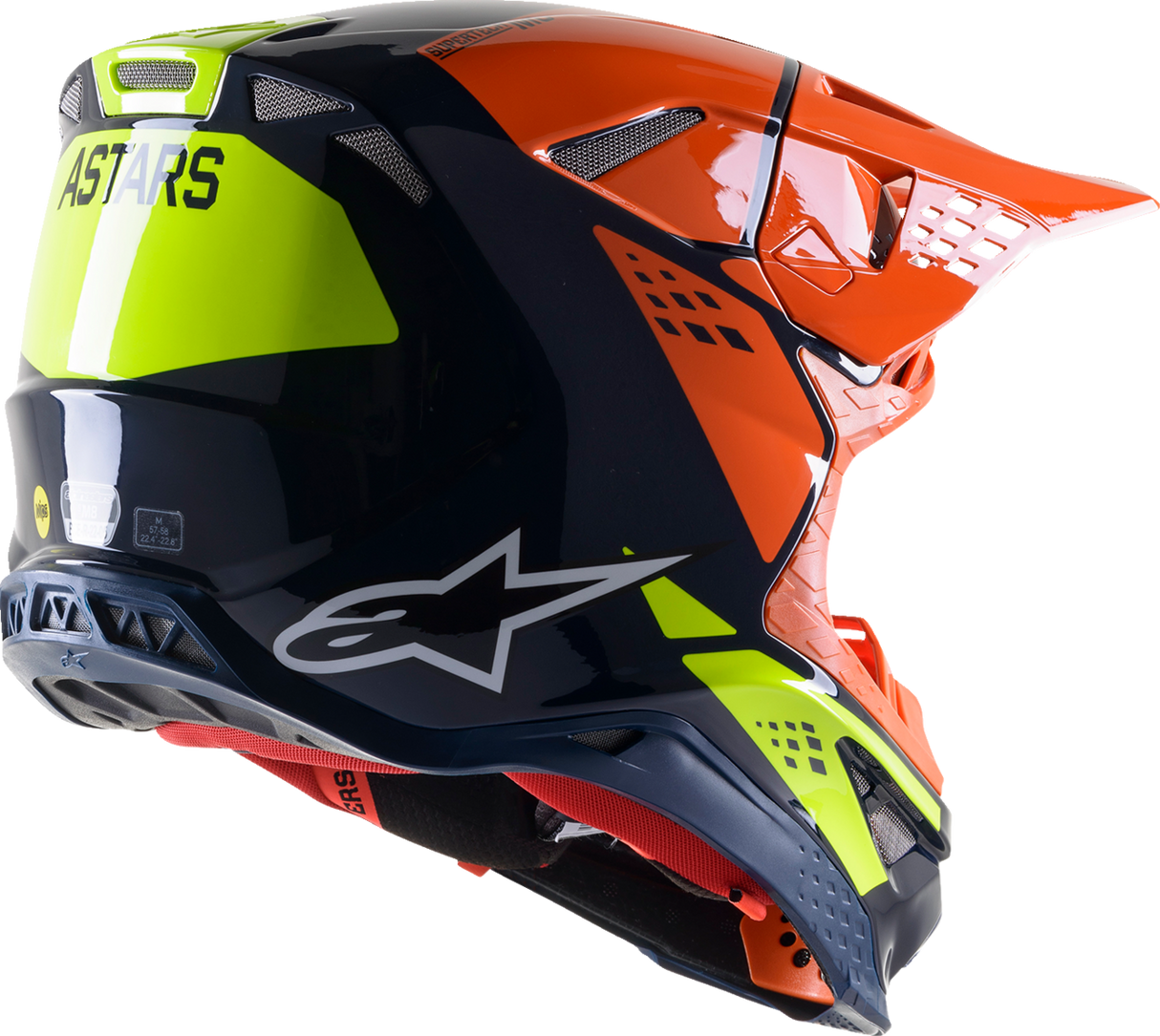 Casco de motocicleta ALPINESTARS Supertech M8 - Fábrica - Azul/Naranja/Amarillo - Mediano 8302922-7445-MD