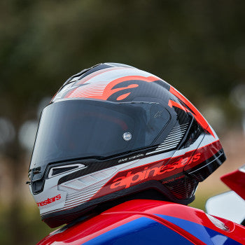 Casco de moto ALPINESTARS Supertech R10 - Team - Negro/Rojo carbón/Blanco brillante - Talla pequeña 8200224-1352-S