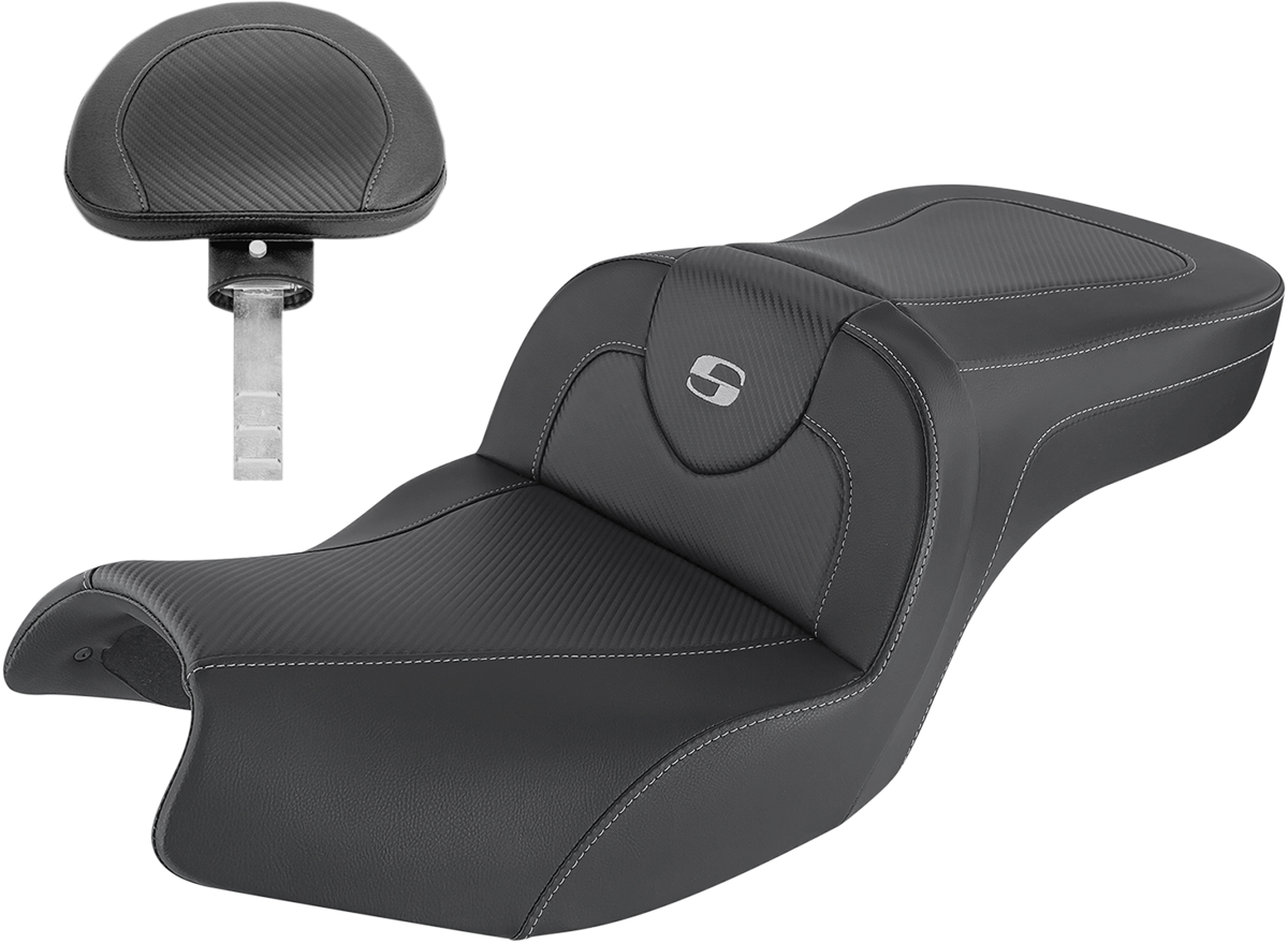 Asiento de sofá de carretera SADDLEMEN - Fibra de carbono - Incluye respaldo - Negro - Indian I20-06-185BR 