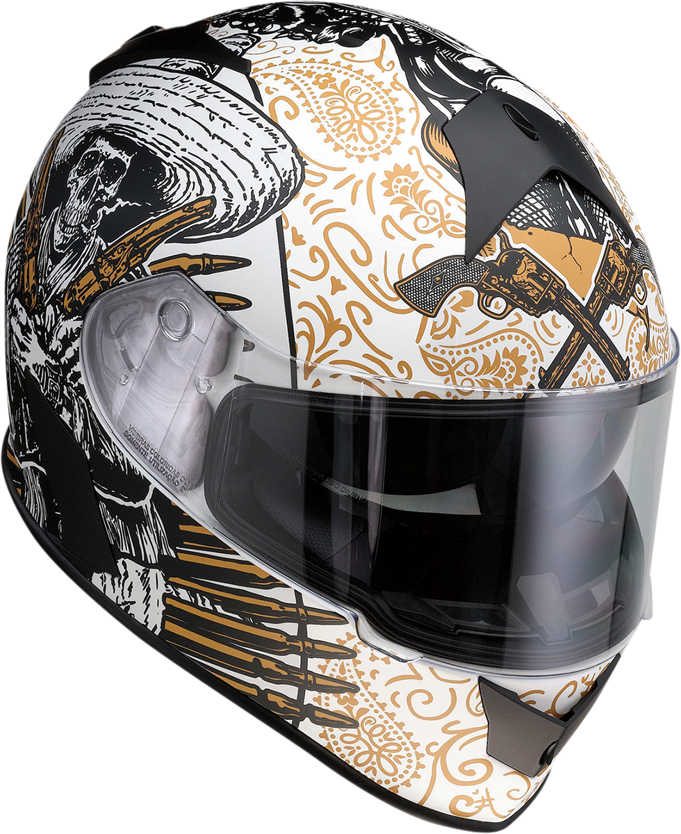 desert warfare motorcycle helmets h1z1 Z1R Warrant Motorcycle Helmet - Sombrero - White/Gold