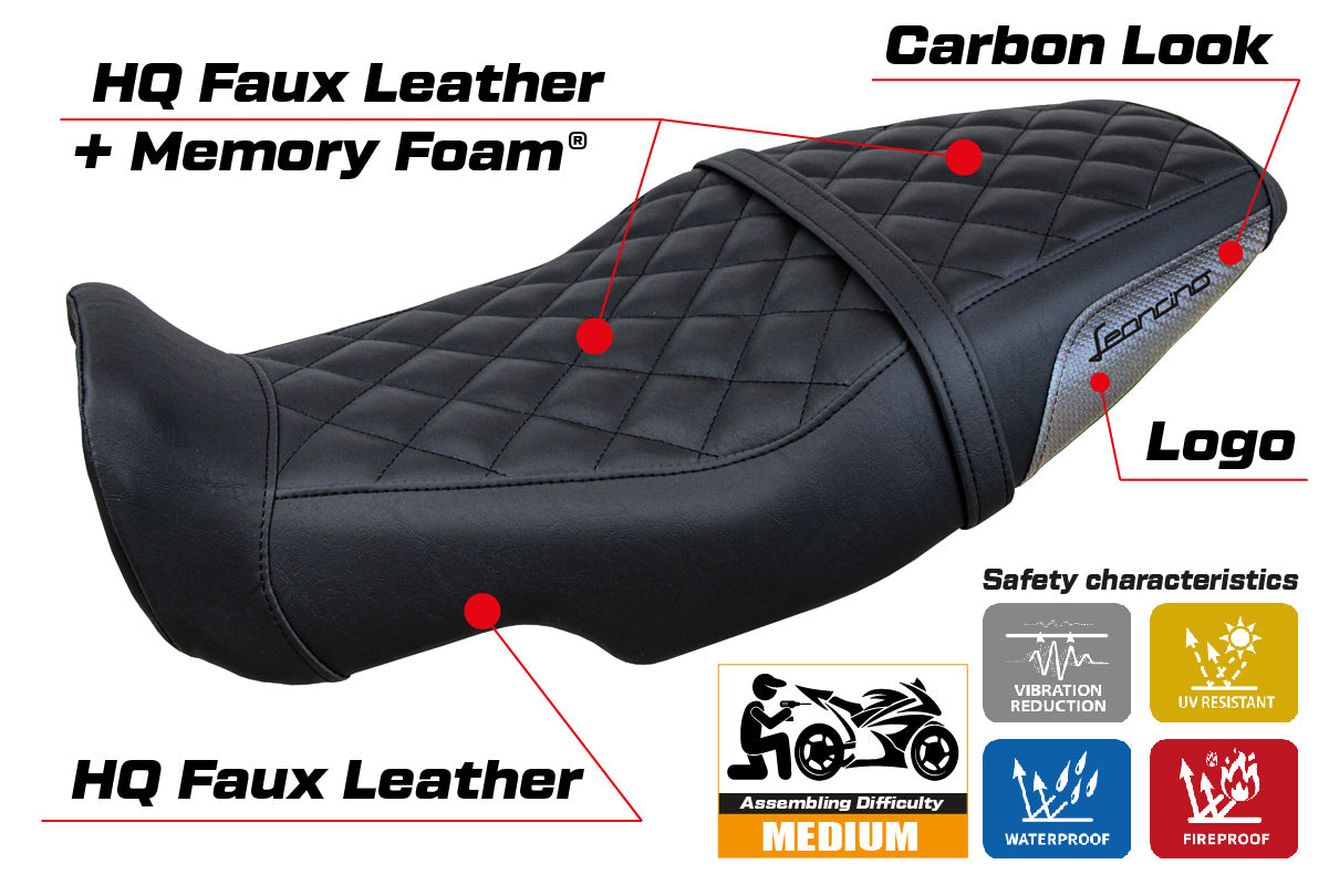 Funda de asiento Benelli Leoncino 800 2022-2025 Tappezzeria Italia TPZ Comfort en gris y negro