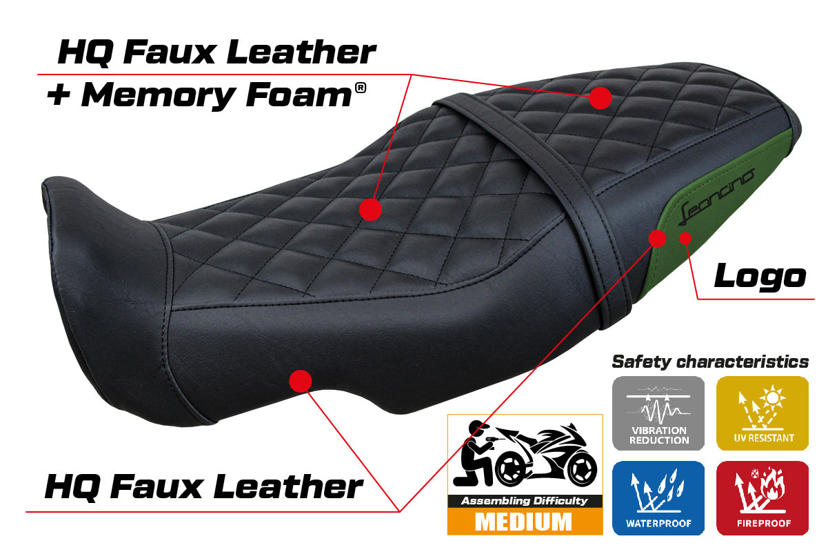 Benelli Leoncino 800 2022-2025 Seat Cover Tappezzeria Italia TPZ Comfort in Army Green and Black