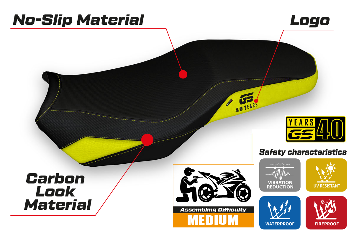 BMW F750GS F800GS F850GS 2018-2026 Seat Cover Tappezzeria Italia TPZ in Yellow 40th Anniversary