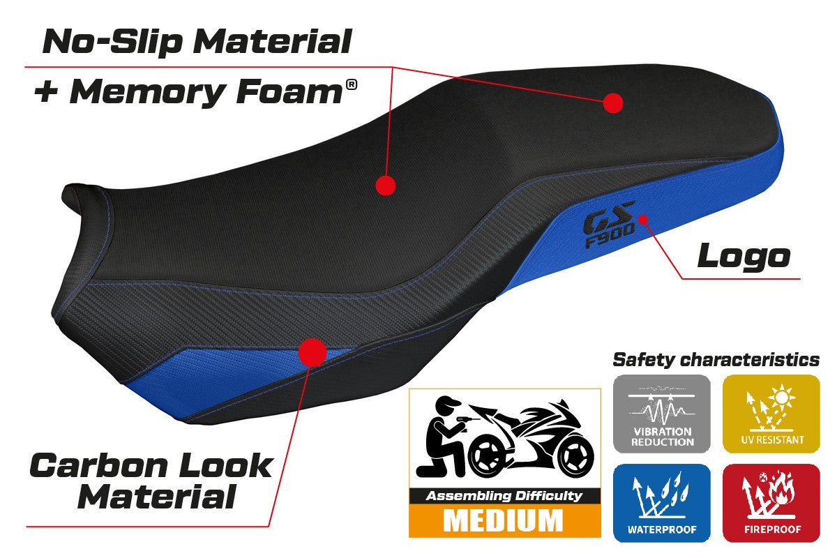 BMW F900GS Adventure 2025-2026 Seat Cover Tappezzeria Italia TPZ Comfort Blue Black