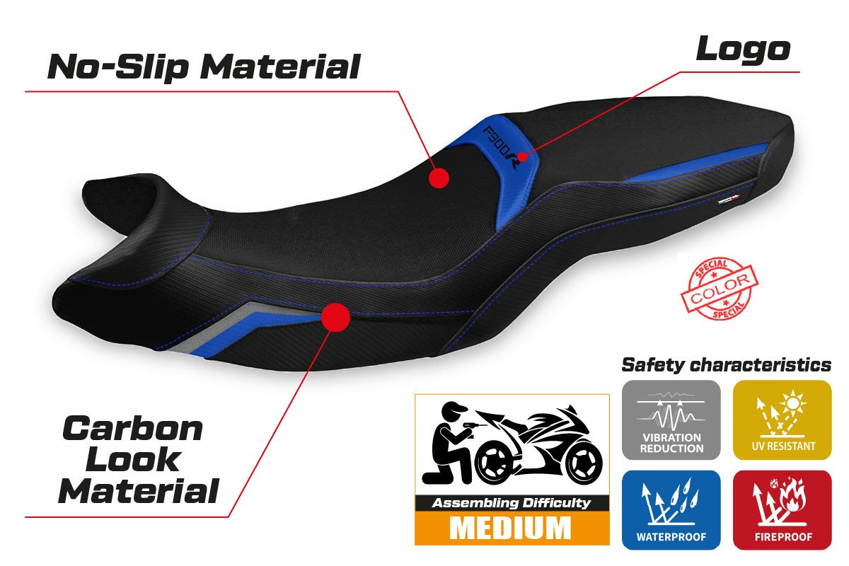 BMW F900R 2019-2026 Seat Cover TPZ Italia Comfort Blue Grey