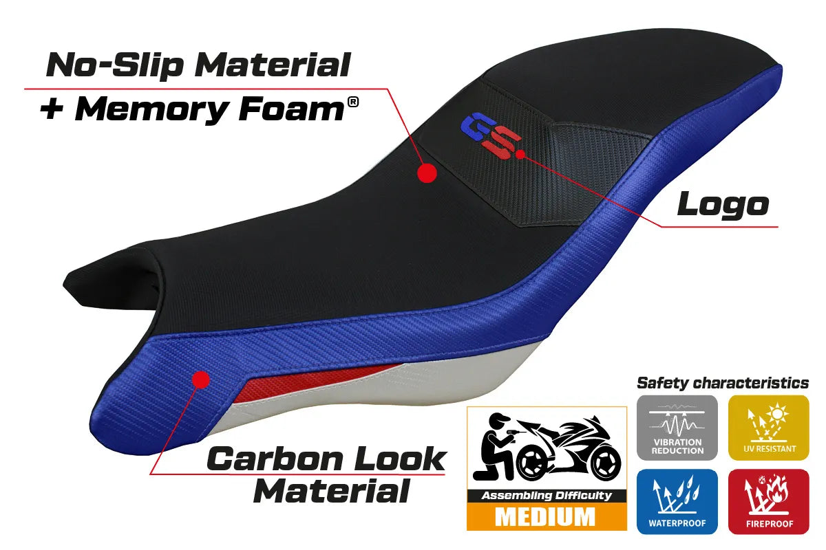 BMW G310GS 2017-2026 Seat Cover TPZ Italia Comfort White Red Blue