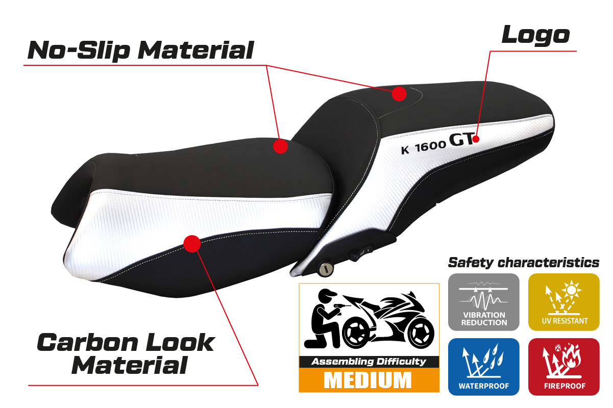 BMW K1600GT 2010-2026 Seat Cover Tappezzeria Italia TPZ in White