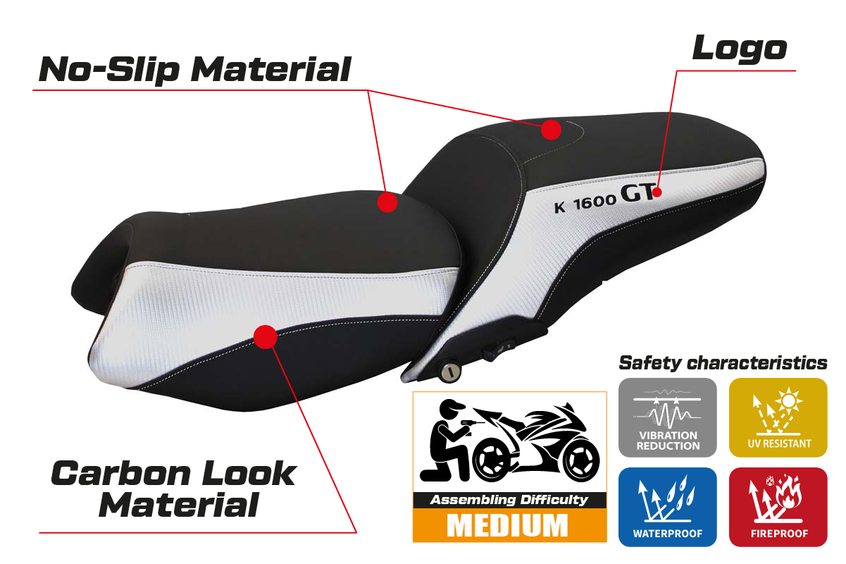 BMW K1600GT 2010-2026 Seat Cover Tappezzeria Italia TPZ in Silver