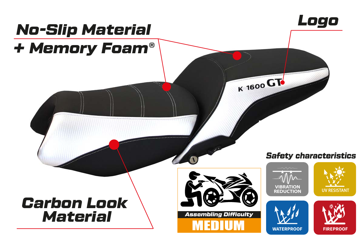 BMW K1600GT 2010-2026 Seat Cover Tappezzeria Italia TPZ Comfort in White
