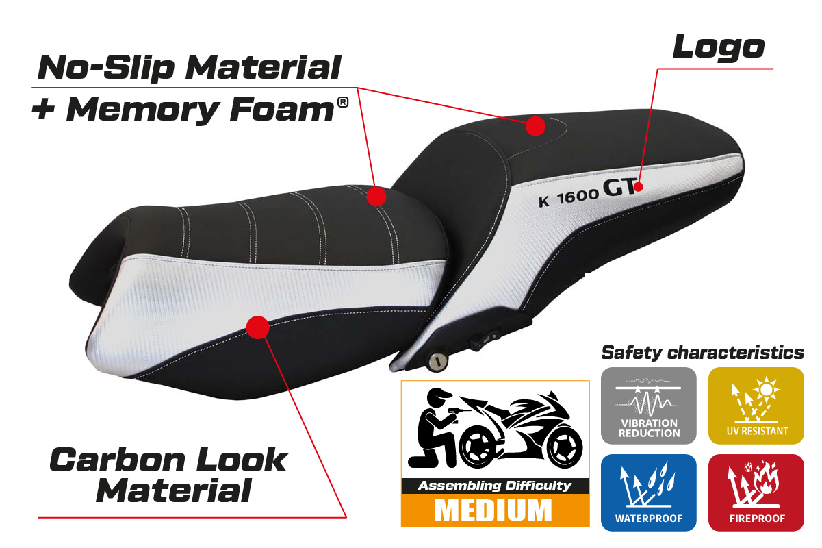 BMW K1600GT 2010-2026 Seat Cover Tappezzeria Italia TPZ Comfort in Silver