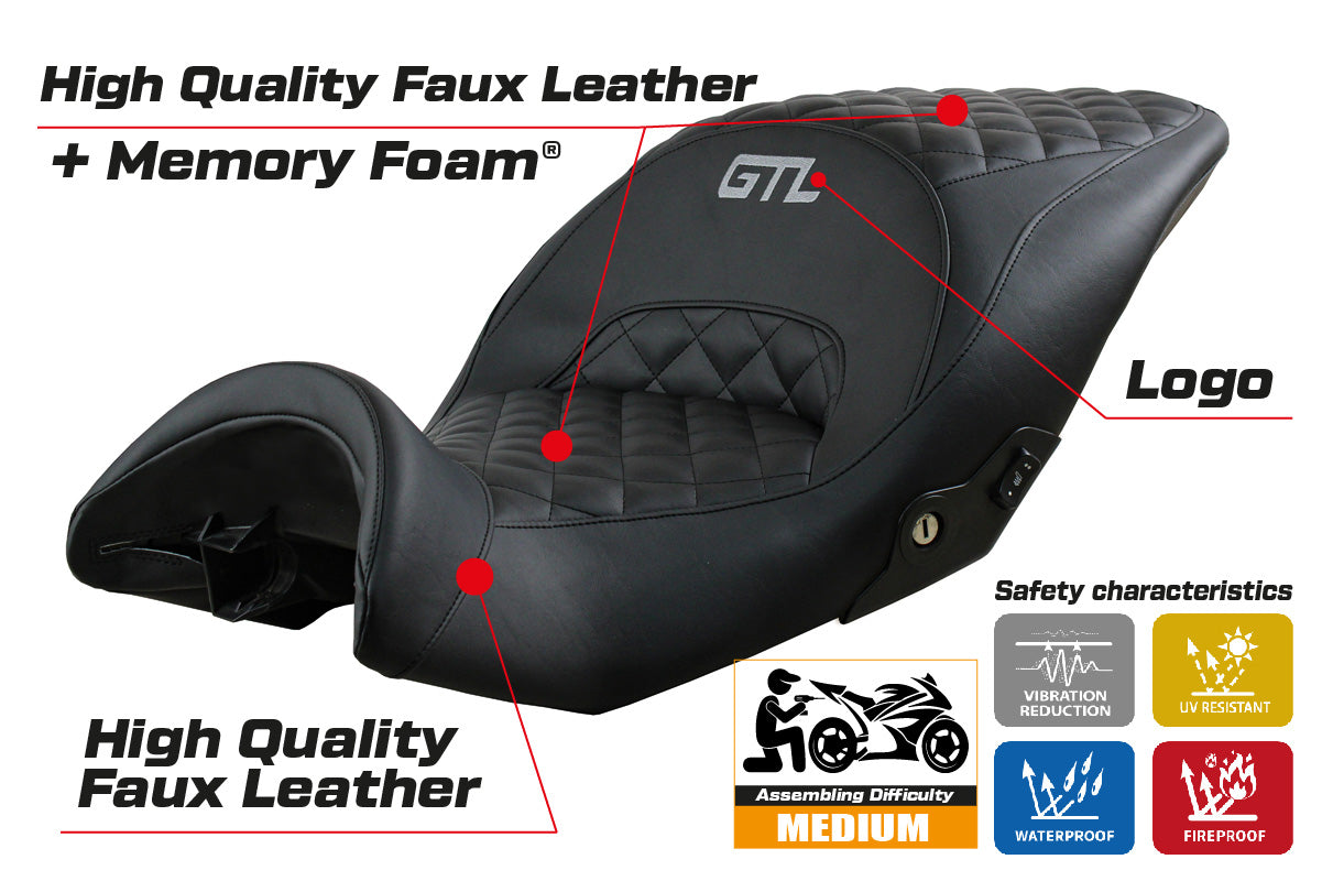 Funda de asiento BMW K1600GTL 2010-2025 Tappezzeria Italia TPZ Comfort en negro SE
