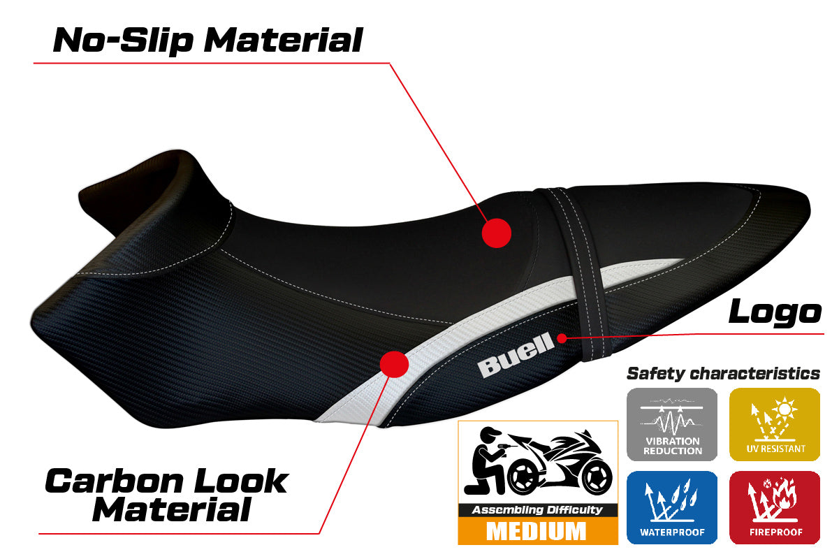 Buell XB12S XB12SX 2019-2021 Seat Cover Tappezzeria Italia TPZ in White and Black