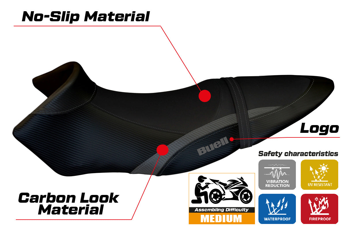 Buell XB12S XB12SX 2019-2021 Seat Cover Tappezzeria Italia TPZ in Grey and Black