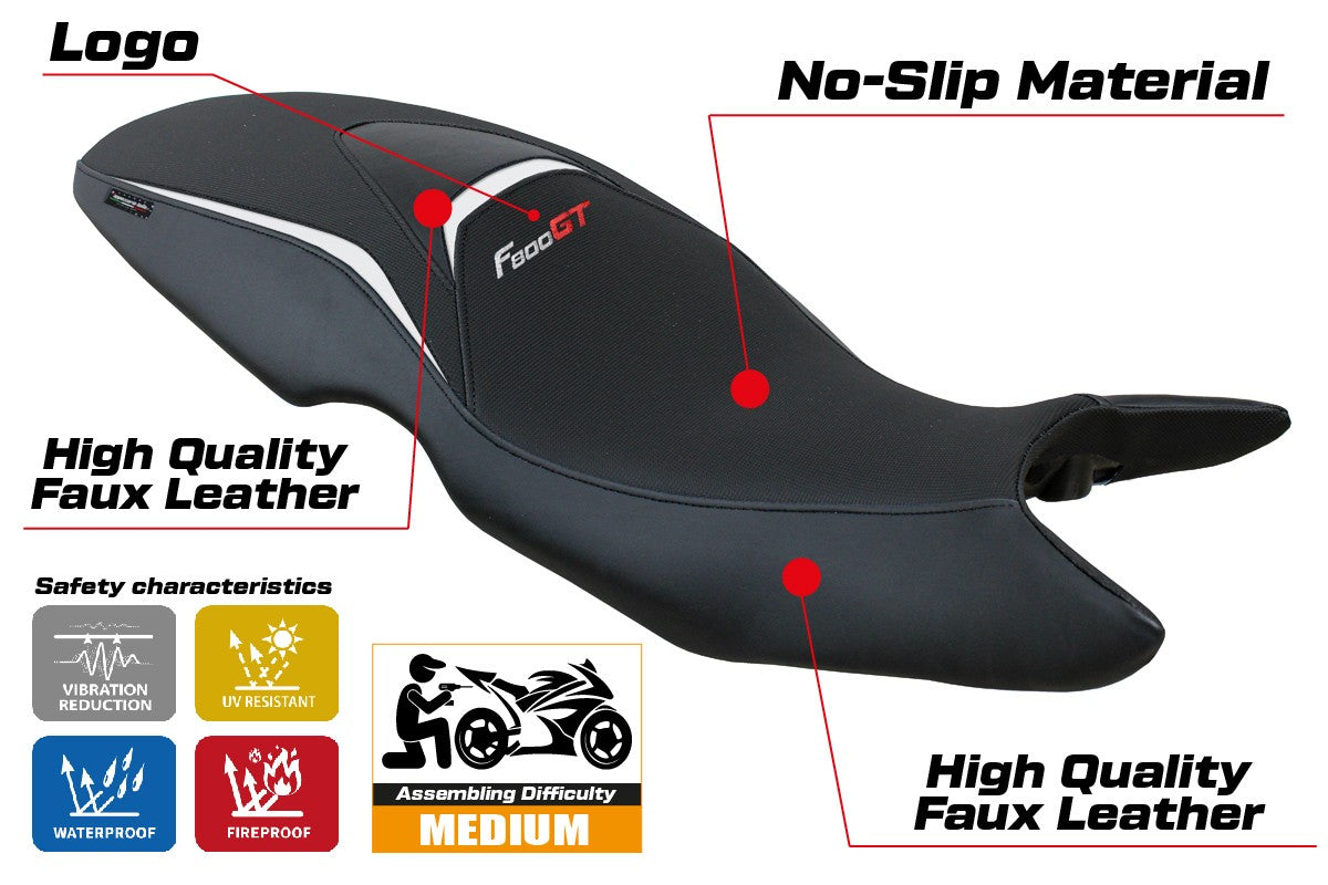 BMW F800GT 2012 2013 2014 2015 2016 Seat Cover Tappezzeria Italia TPZ White Black