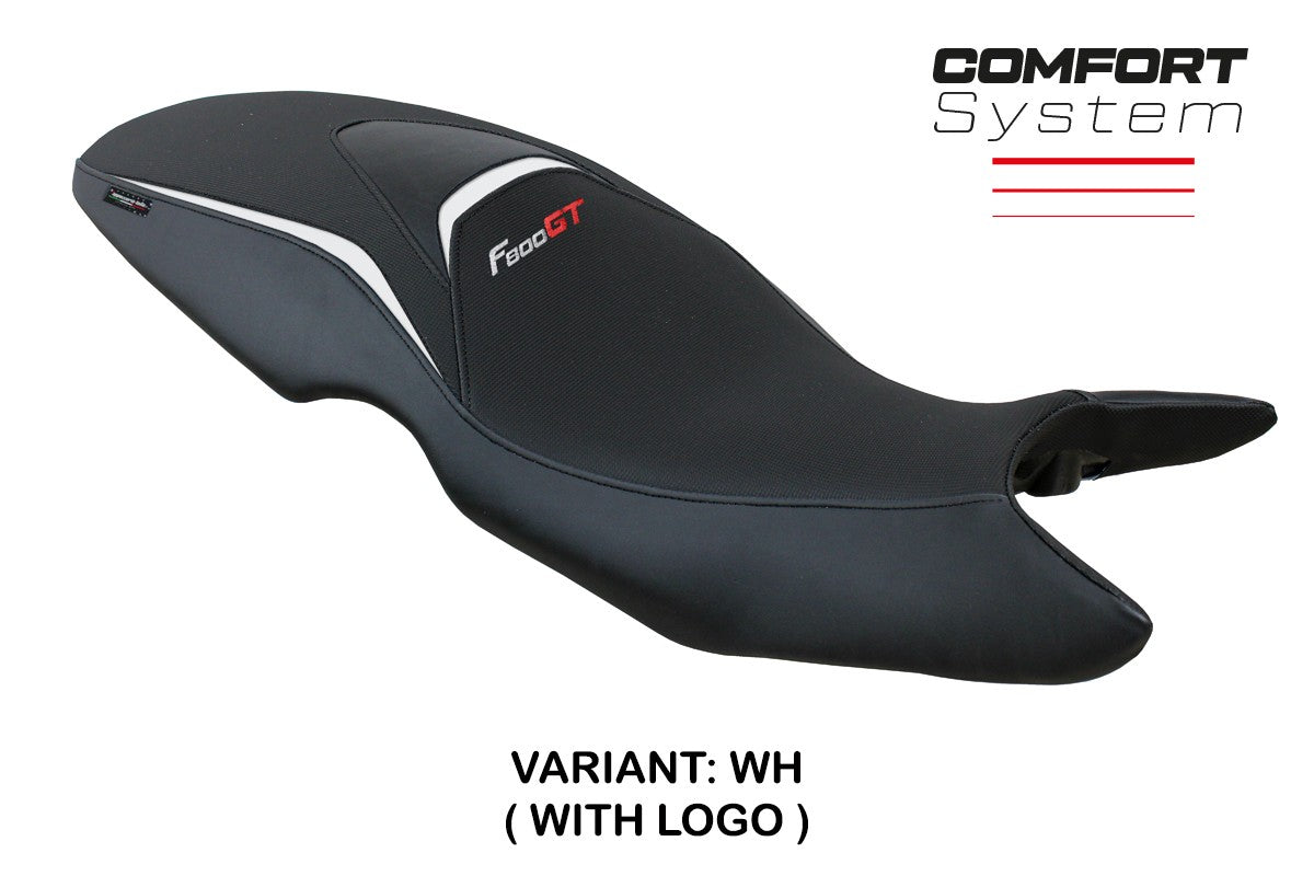 Funda de asiento BMW F800GT 2012 2013 2014 2015 2016 Tappezzeria Italia TPZ Comfort Blanco Negro