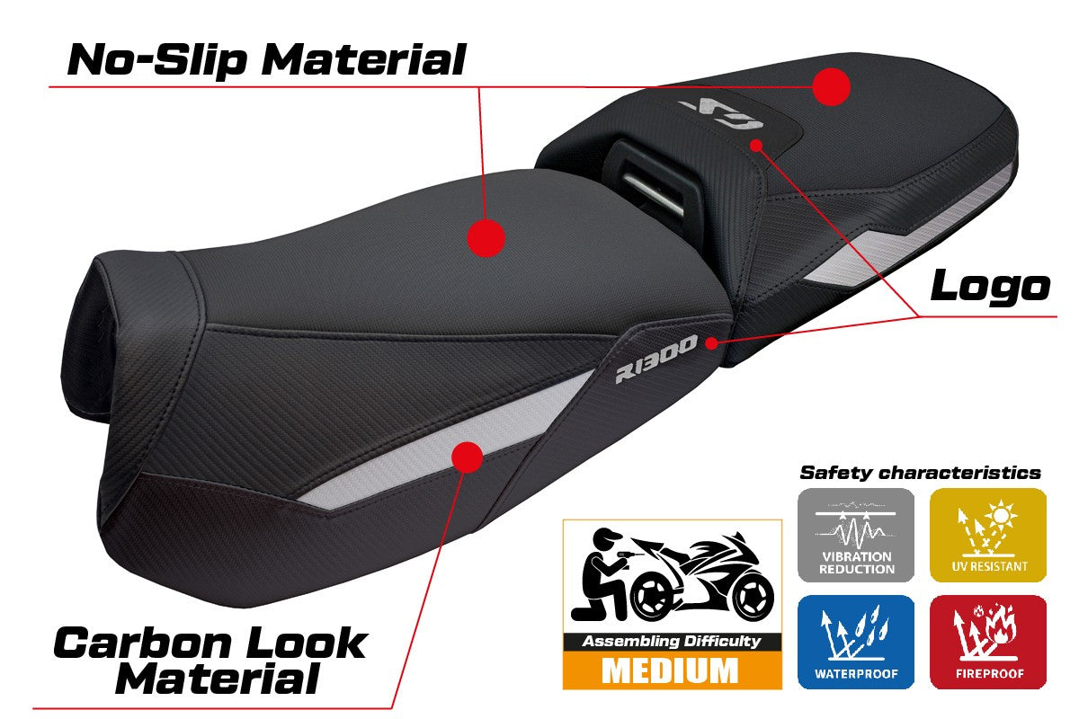 Funda de asiento BMW R1300GS Adventure 2024-2025 Tappezzeria Italia TPZ Plata Negro