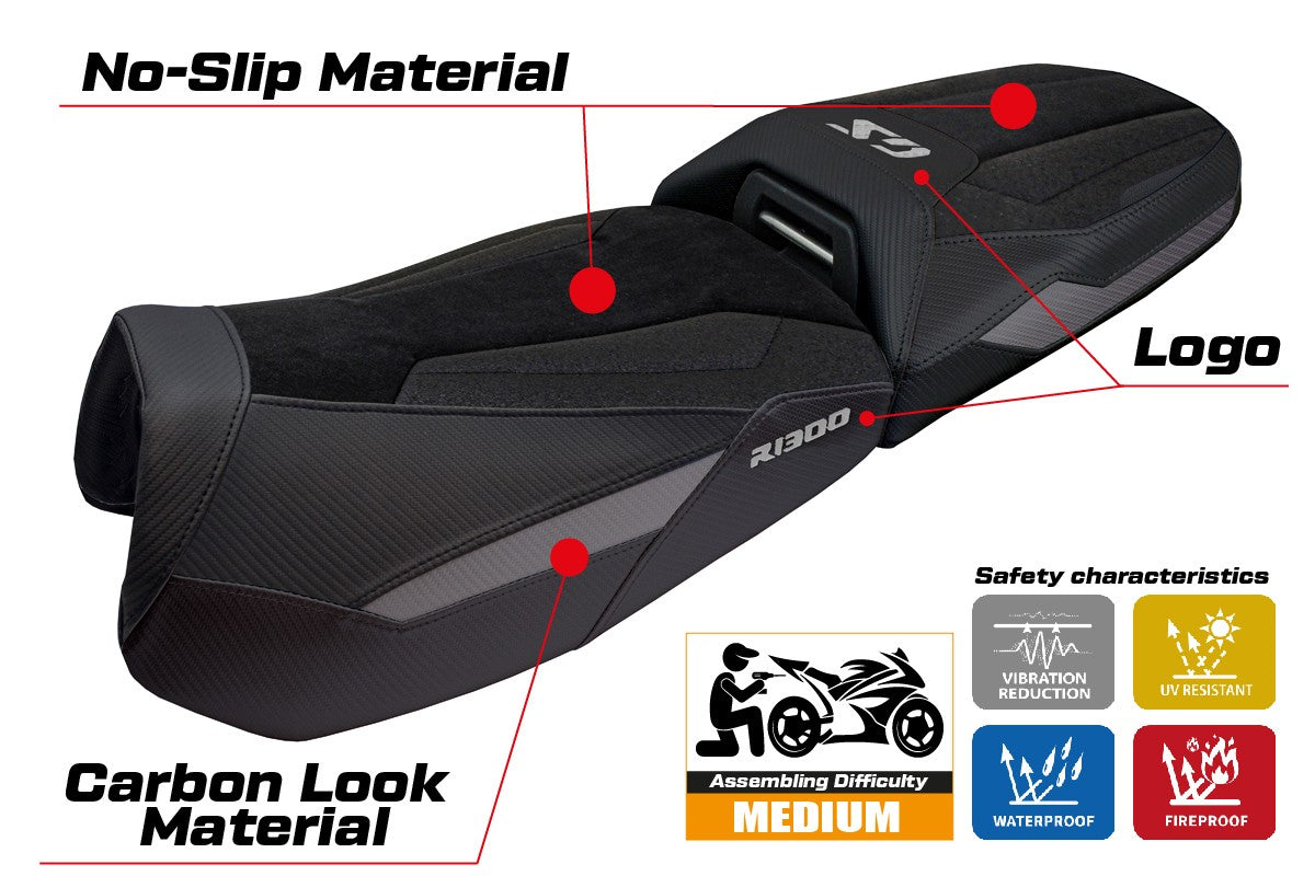 BMW R1300GS Adventure 2024-2025 Seat Cover Tappezzeria Italia TPZ Ultragrip Grey black