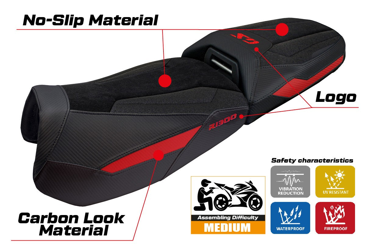 BMW R1300GS Adventure 2024-2026 Seat Cover Tappezzeria Italia TPZ Ultragrip Red black