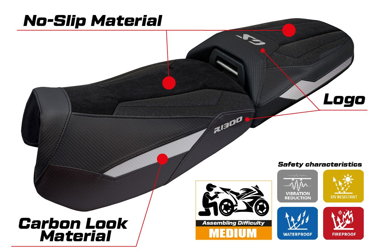 BMW R1300GS Adventure 2024-2026 Seat Cover Tappezzeria Italia TPZ Ultragrip Silver black