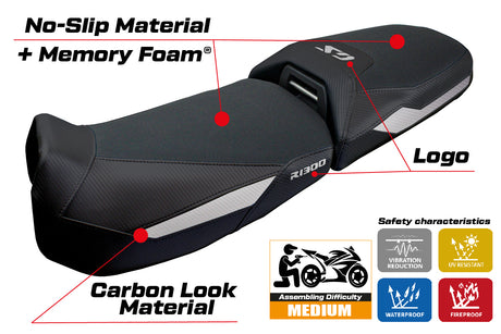 BMW R1300GS Adventure 2024 2025 Seat Cover Tappezzeria Comfort Black Silver