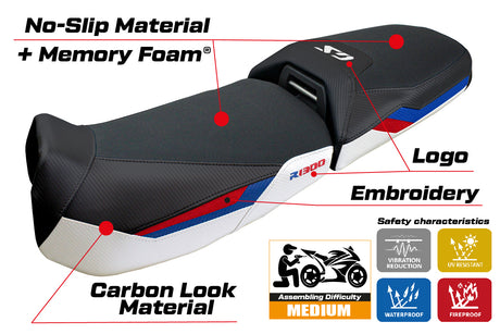 BMW R1300GS Adventure 2024 2025 Seat Cover Tappezzeria Comfort White Red Blue