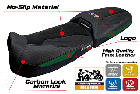 BMW R1300GS Adventure 2024 2025 Seat Cover Tappezzeria Ultragrip Black Green
