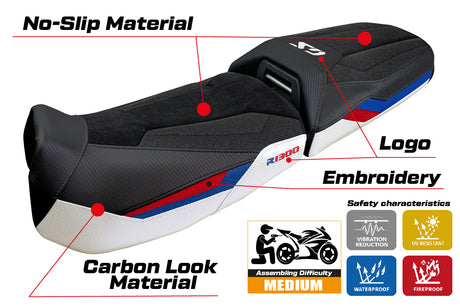 BMW R1300GS Adventure 2024 2025 Seat Cover Tappezzeria Ultragrip White Red Blue