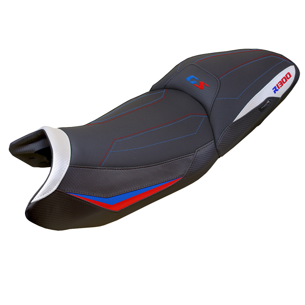 BMW R1300GS 2023-2025 Touring Seat Cover Tappezzeria Italia TPZ Comfort in White Red and Blue