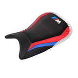 Funda de asiento BMW M1000RR 2021-2022 Tappezzeria Italia TPZ Comfort en rojo, azul, blanco y negro