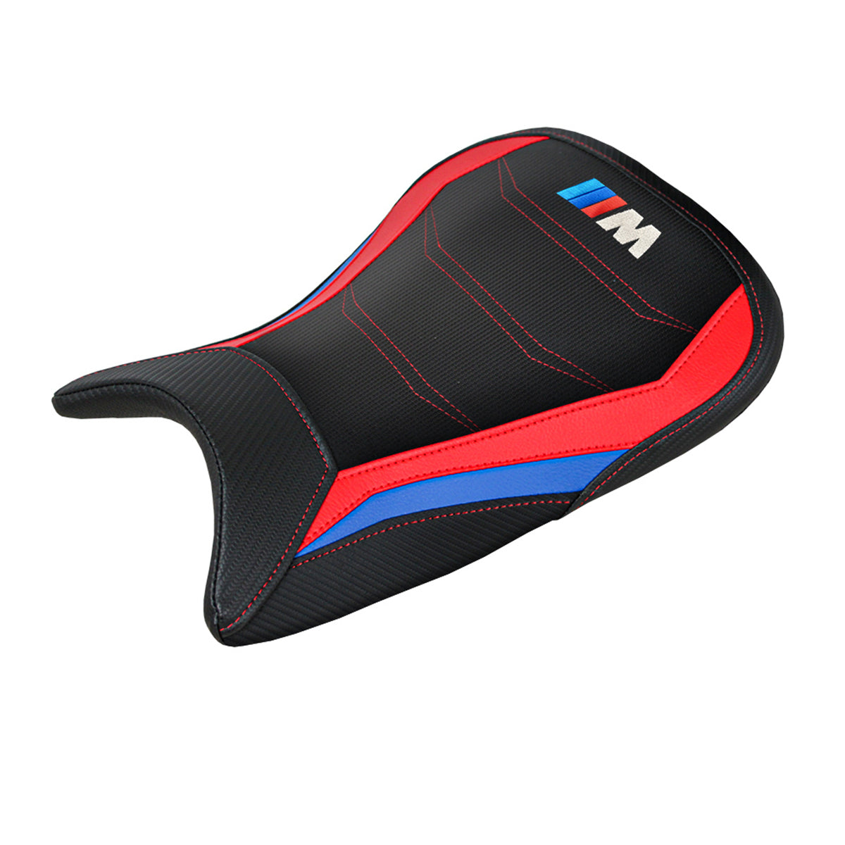 Funda de asiento BMW M1000RR 2021-2022 Tappezzeria Italia TPZ Comfort en rojo, azul y negro