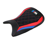 Funda de asiento BMW M1000RR 2021-2022 Tappezzeria Italia TPZ en terciopelo rojo, azul y negro