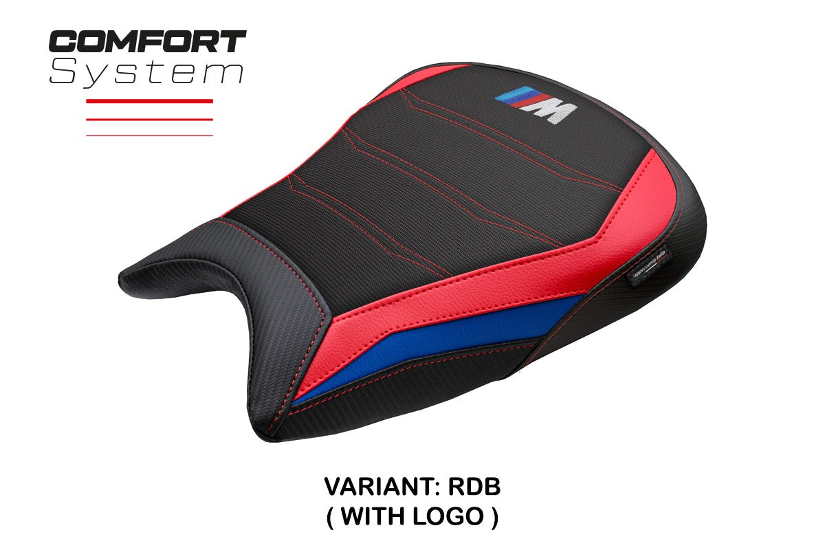 Funda de asiento BMW M1000RR 2023-2025 Tappezzeria Italia TPZ Comfort Azul Rojo Negro