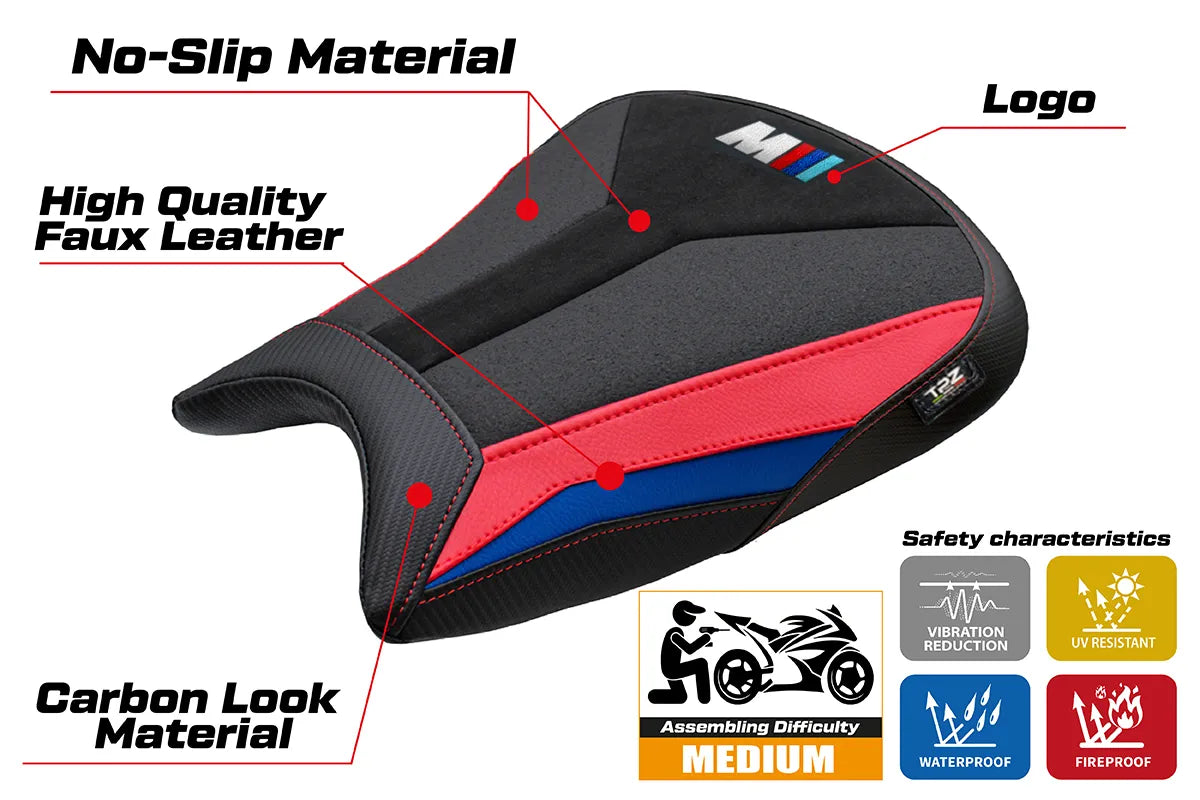 BMW M1000RR 2023-2026 Seat Cover TPZ Italia Red Blue Black