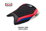 Funda de asiento BMW M1000RR 2023-2025 Tappezzeria Italia TPZ Terciopelo Rojo Azul Blanco Negro
