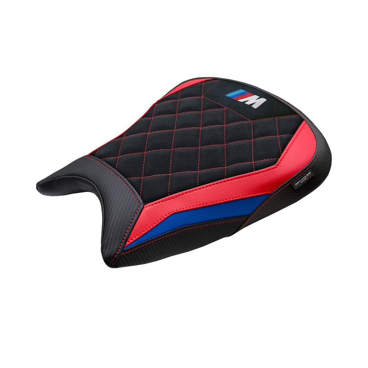 Funda de asiento BMW M1000RR 2023-2025 Tappezzeria Italia TPZ Terciopelo Azul Rojo Negro