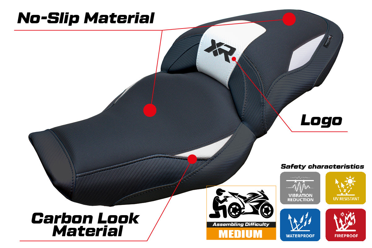 Funda de asiento para BMW S1000XR 2024-2025 Tappezzeria Italia TPZ en blanco y negro