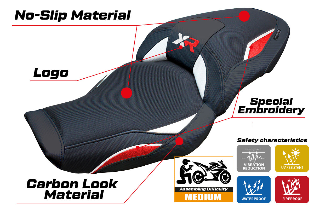 BMW S1000XR 2024-2025 Seat Cover Tappezzeria Italia TPZ in White Red and Black