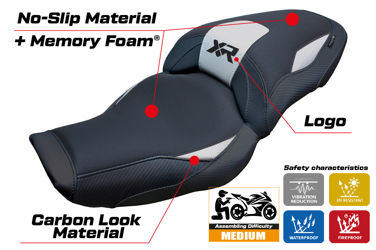 Funda de asiento BMW S1000XR 2024-2025 Tappezzeria Italia TPZ Comfort en plata y negro