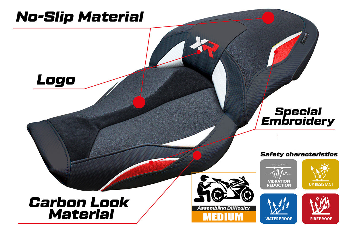 BMW S1000XR 2024-2025 Seat Cover Tappezzeria Italia TPZ Ultragrip in White Red and Black